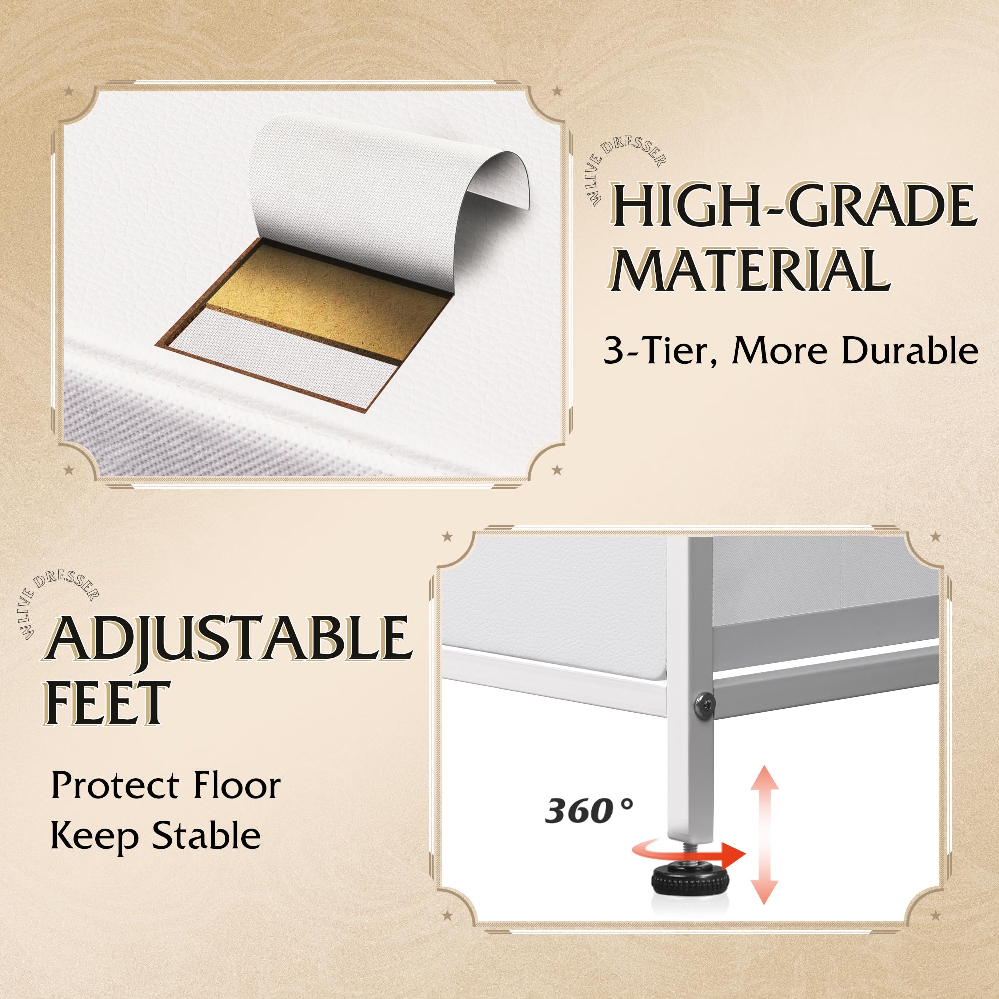 WLIVE easy-assembly dresser with clear instructions and included tools
