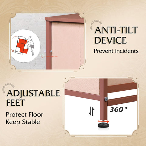 WLIVE 8-drawer dresser pink room-setup showing versatile storage in living areas.