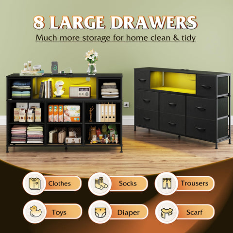 WLIVE 8 fabric drawers keep living room items neatly organized.