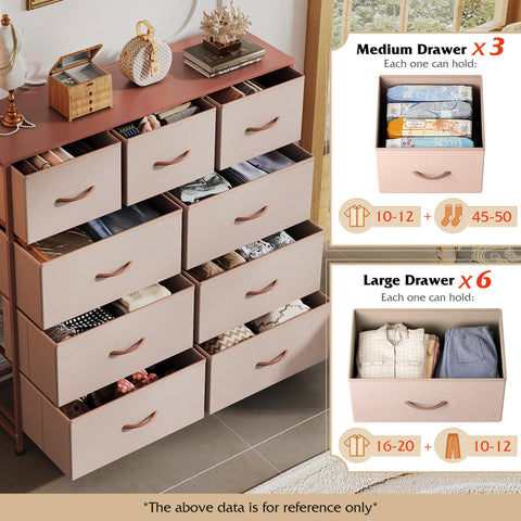 Adjustable feet on WLIVE dresser protect floors and stabilize on uneven surfaces