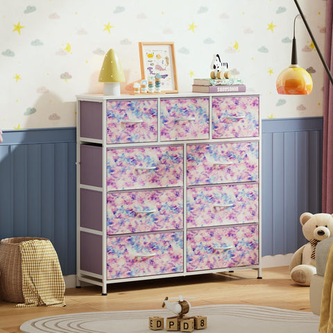 WLIVE 9-drawer dresser in a bedroom setup showing styling compatibility