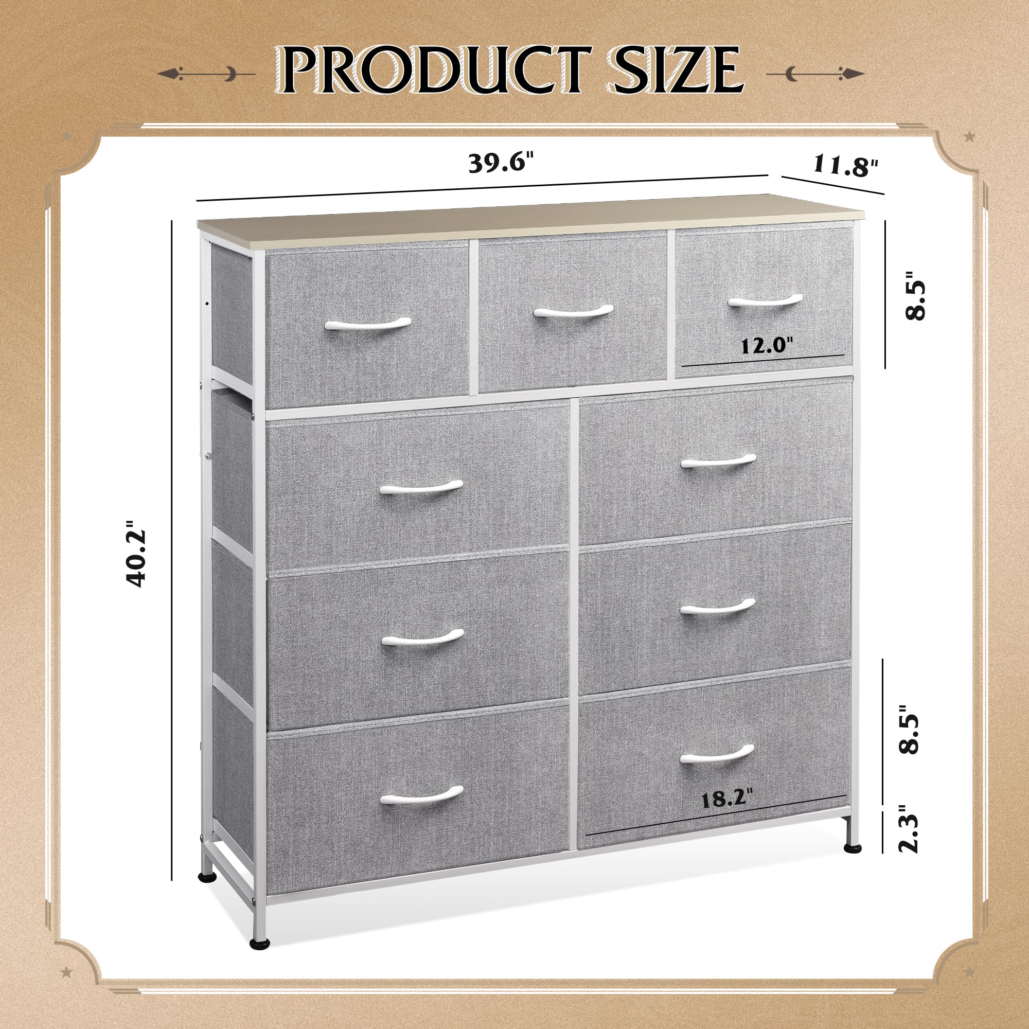 WLIVE 39.6in L x 11.8in W x 40.2in H tall storage unit fits compact spaces.