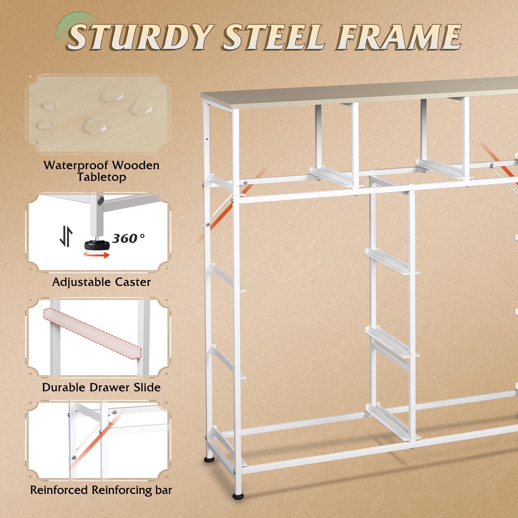 WLIVE dresser easy pull handle detail for quick access.