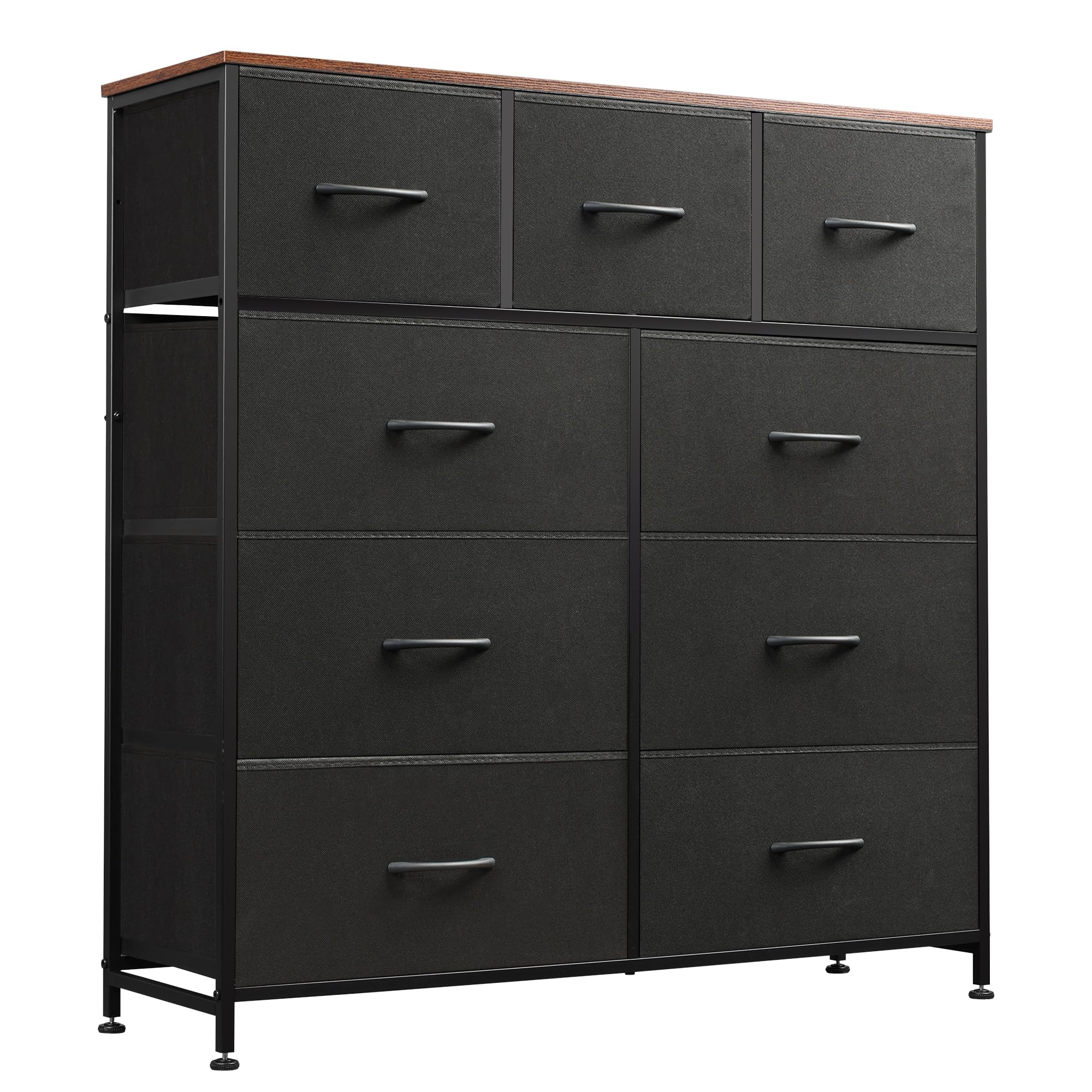 WLIVE 9-drawer fabric tower dresser with sturdy frame keeps clothes organized.
