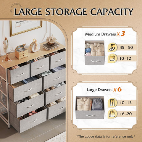 WLIVE 9-drawer dresser in a tidy hallway demonstrating versatile storage.