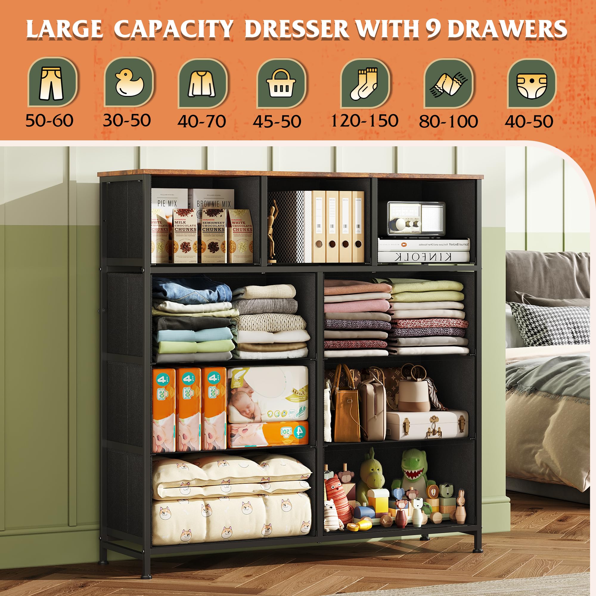 WLIVE steel-frame provides sturdy support for daily items