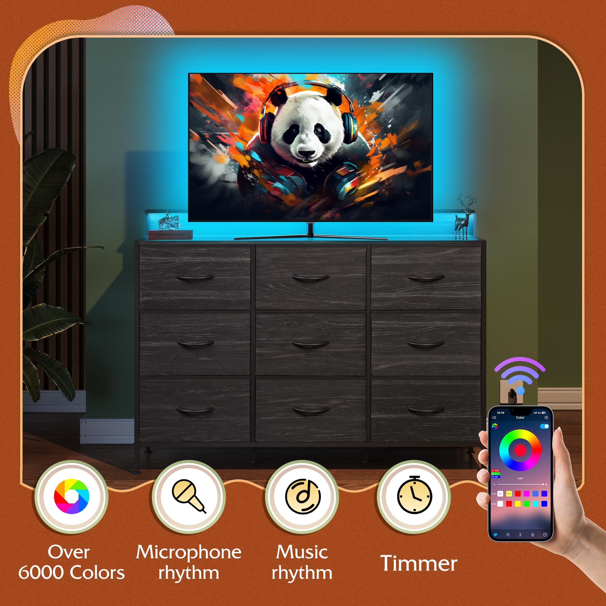 WLIVE nine fabric drawers organize clothing and accessories neatly