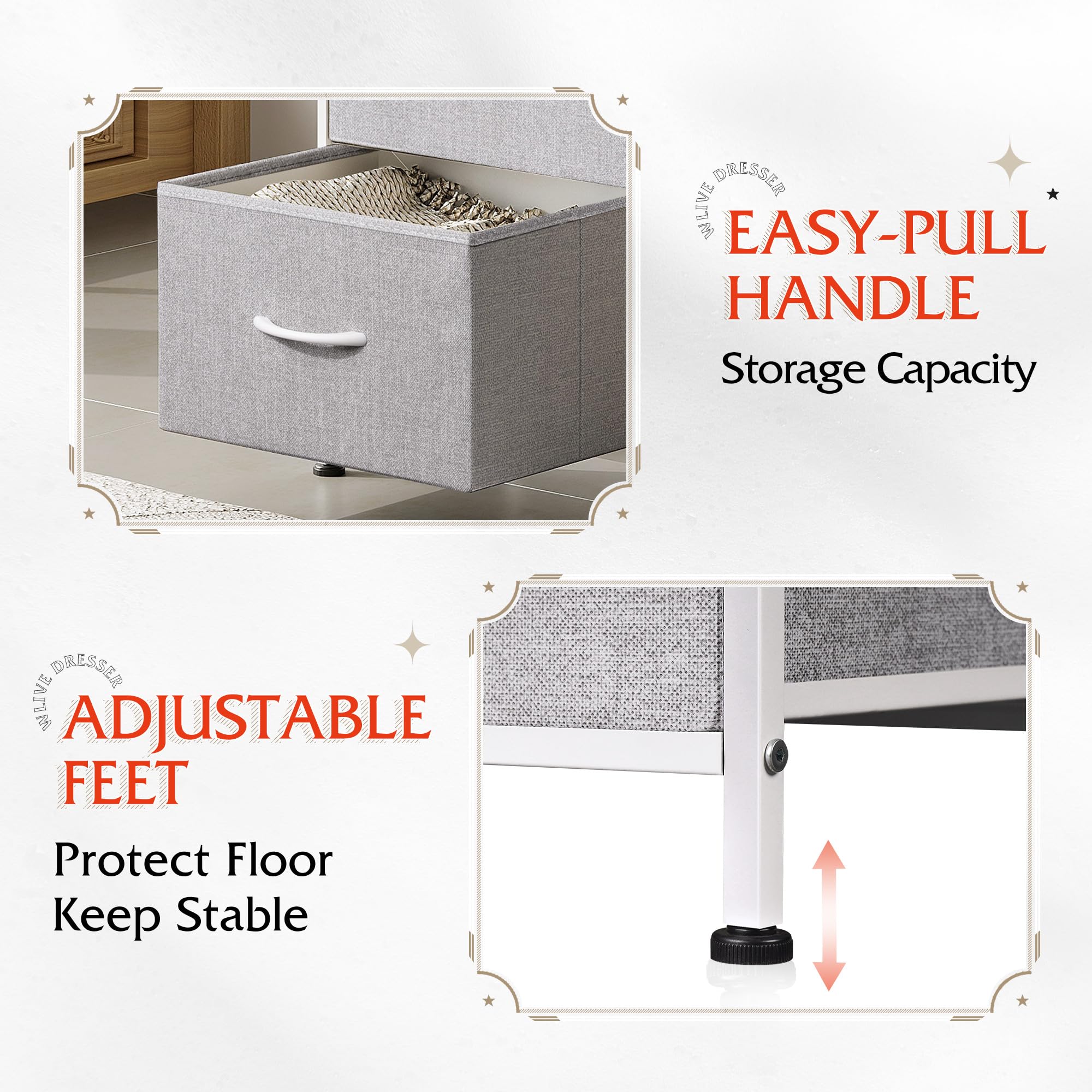 WLIVE adjustable feet protect floors on uneven surfaces.