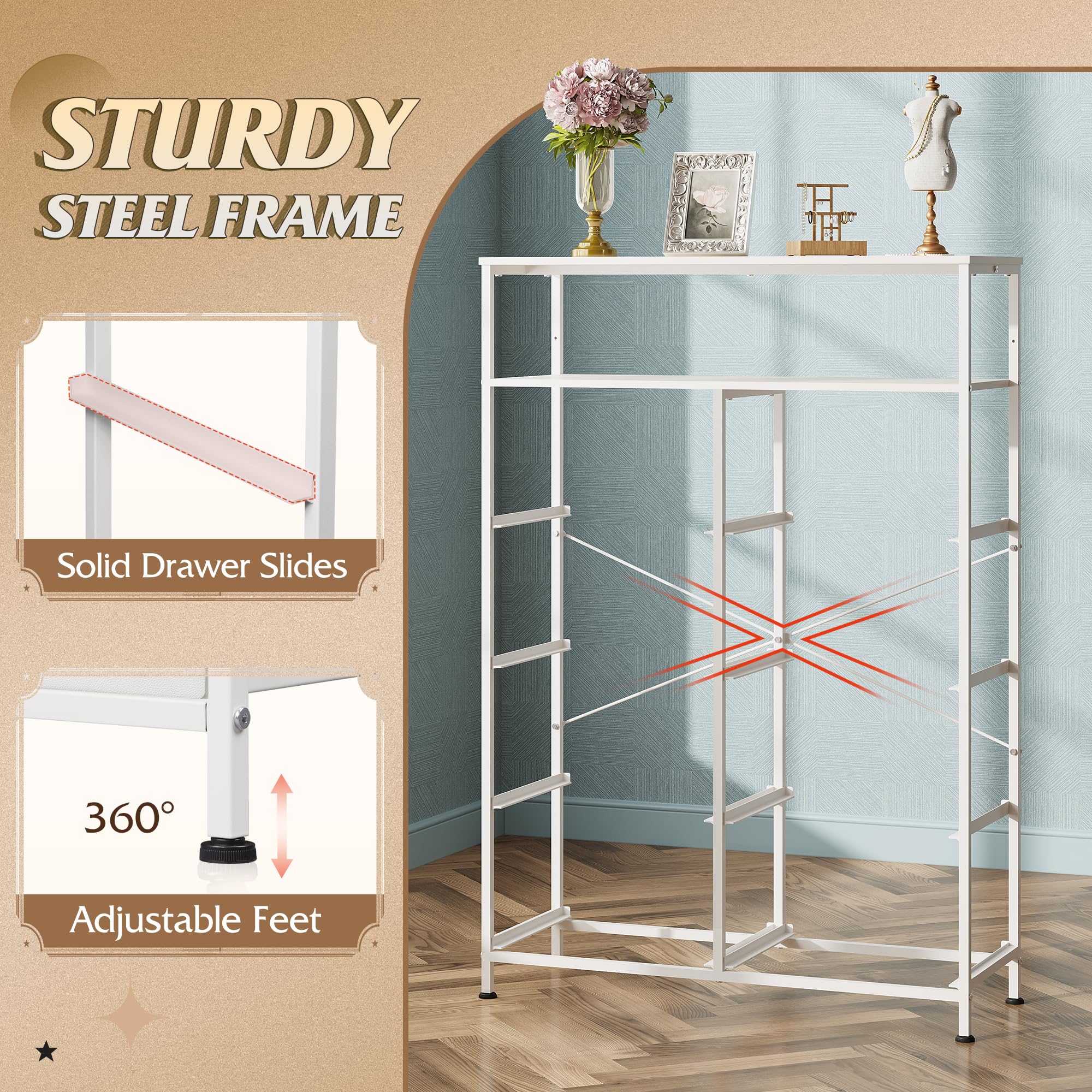 WLIVE bedroom dresser complements modern decor and maximizes organization.