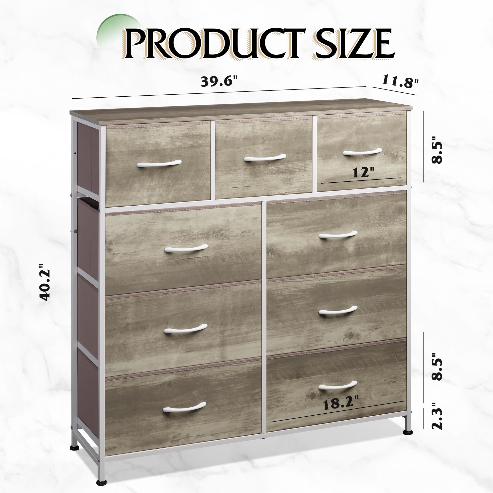 WLIVE 9-drawer dresser brightens bedrooms by organizing clothes.