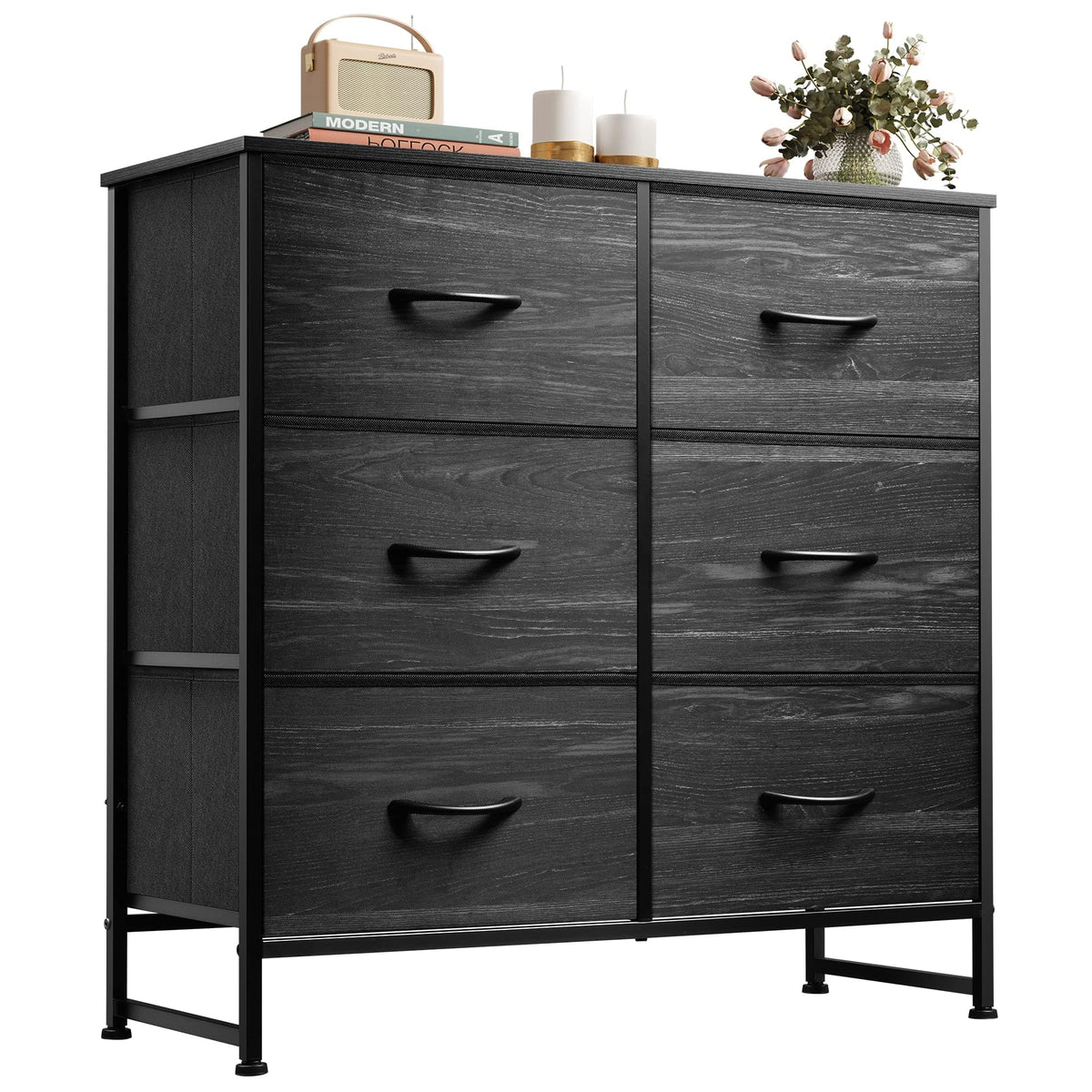 WLIVE black dresser top view shows sturdy surface for daily use