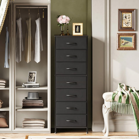 WLIVE black tall dresser side view highlights sturdy frame