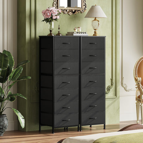 WLIVE black tall dresser with 7 fabric drawers for organized clothes