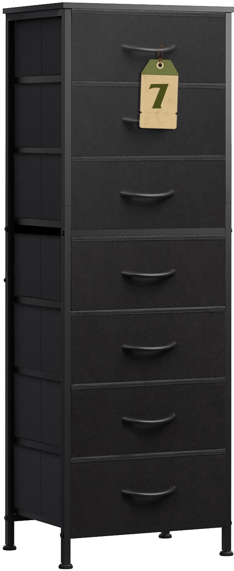 WLIVE black tall dresser with wood top front view showing sturdy storage