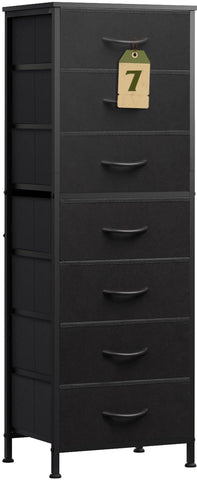 WLIVE black tall dresser with wood top front view showing sturdy storage