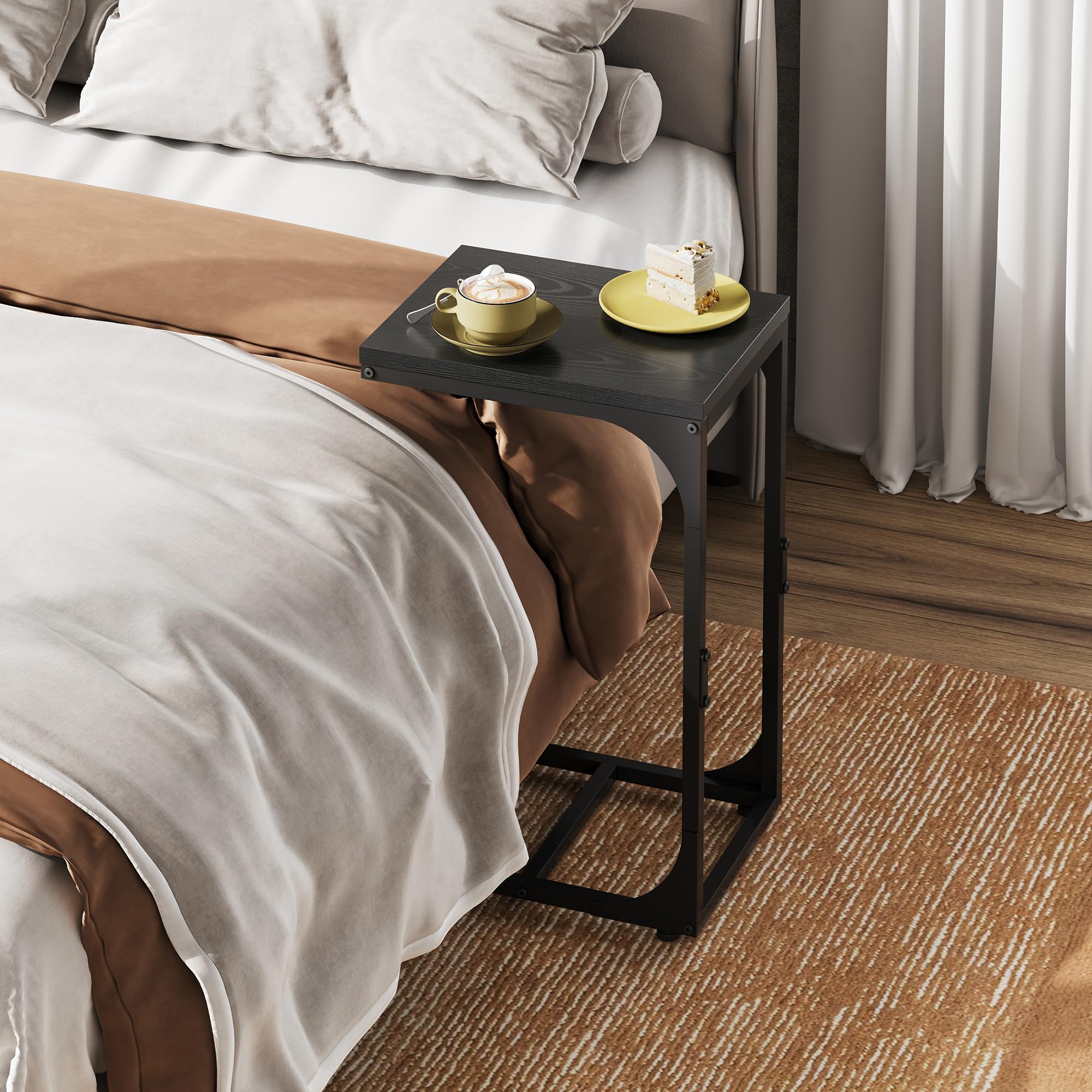 WLIVE C-shaped end table with slim design for small spaces.