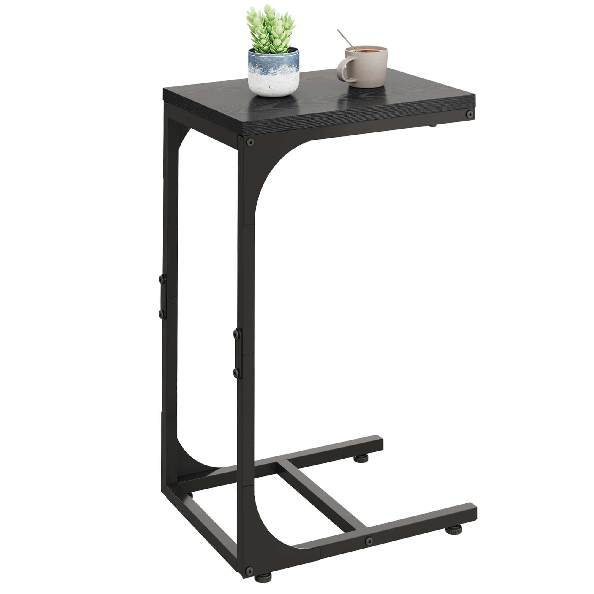 WLIVE C-shaped end table with sturdy steel frame for lasting durability.