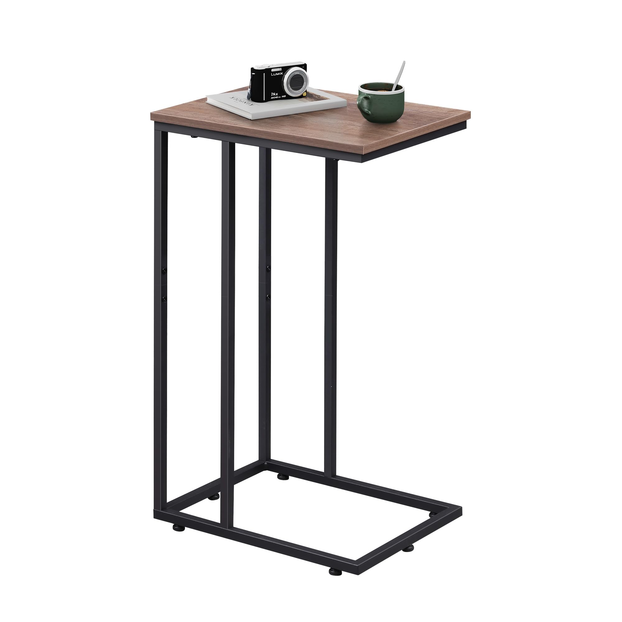 WLIVE C-Shaped End Table top view showing large surface for laptop and drinks
