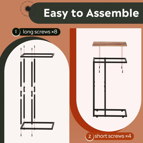WLIVE C-Shaped End Table lightweight at about 9 pounds for easy relocation