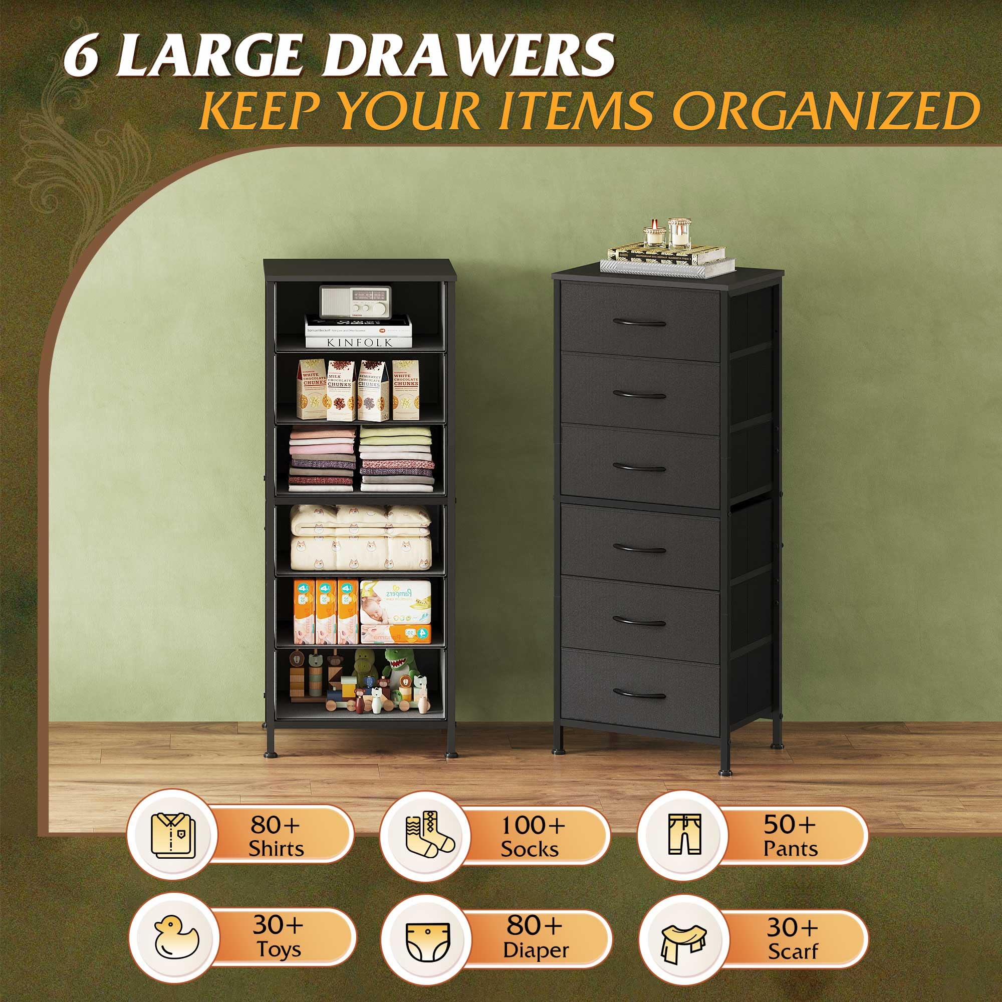 WLIVE curved handles ensure smooth, quiet drawer operation.