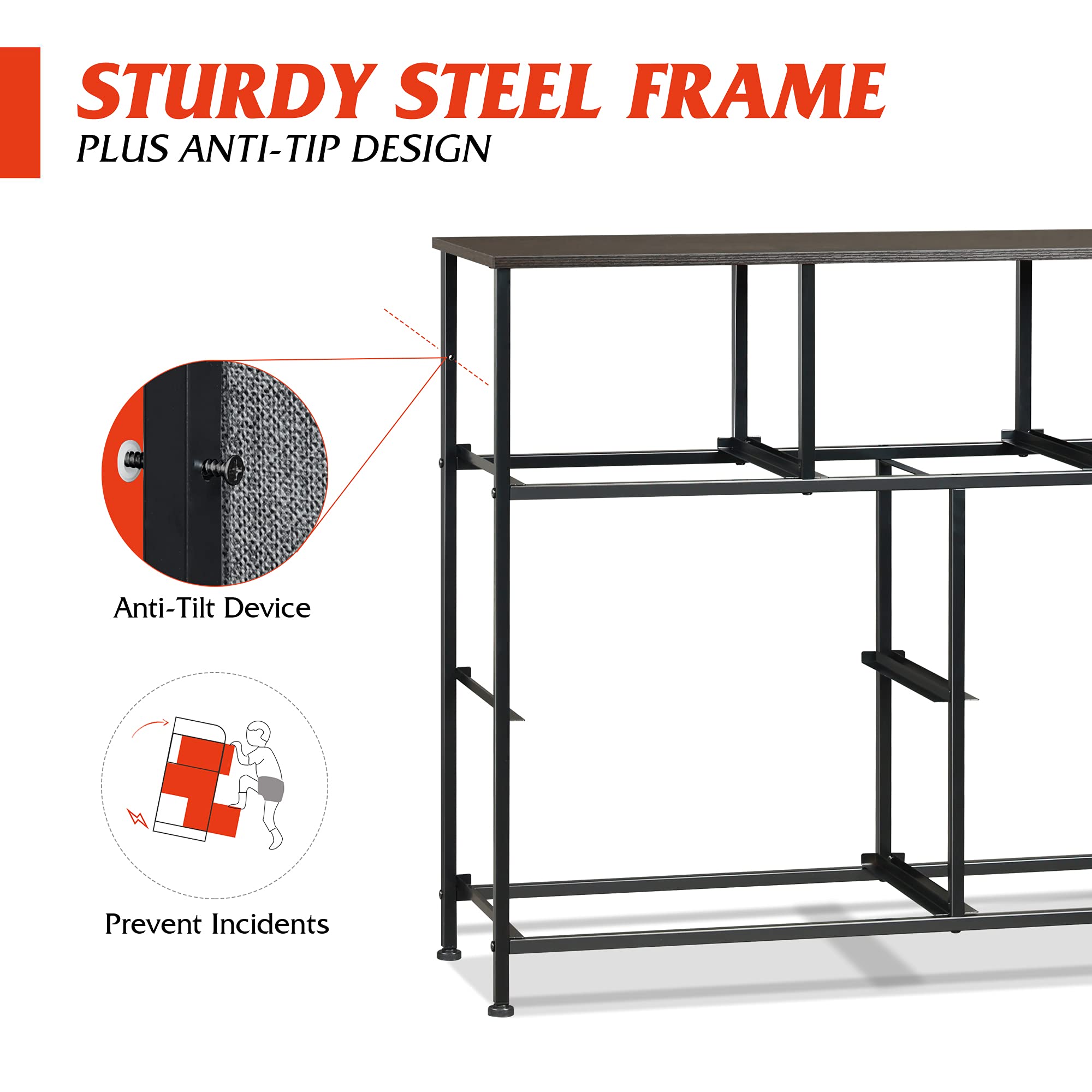 WLIVE dark grey finish with wood top blends style and durability.