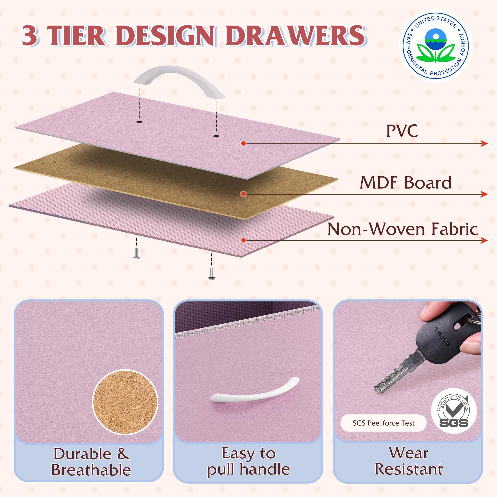WLIVE smooth slide tracks ensure effortless drawer operation.