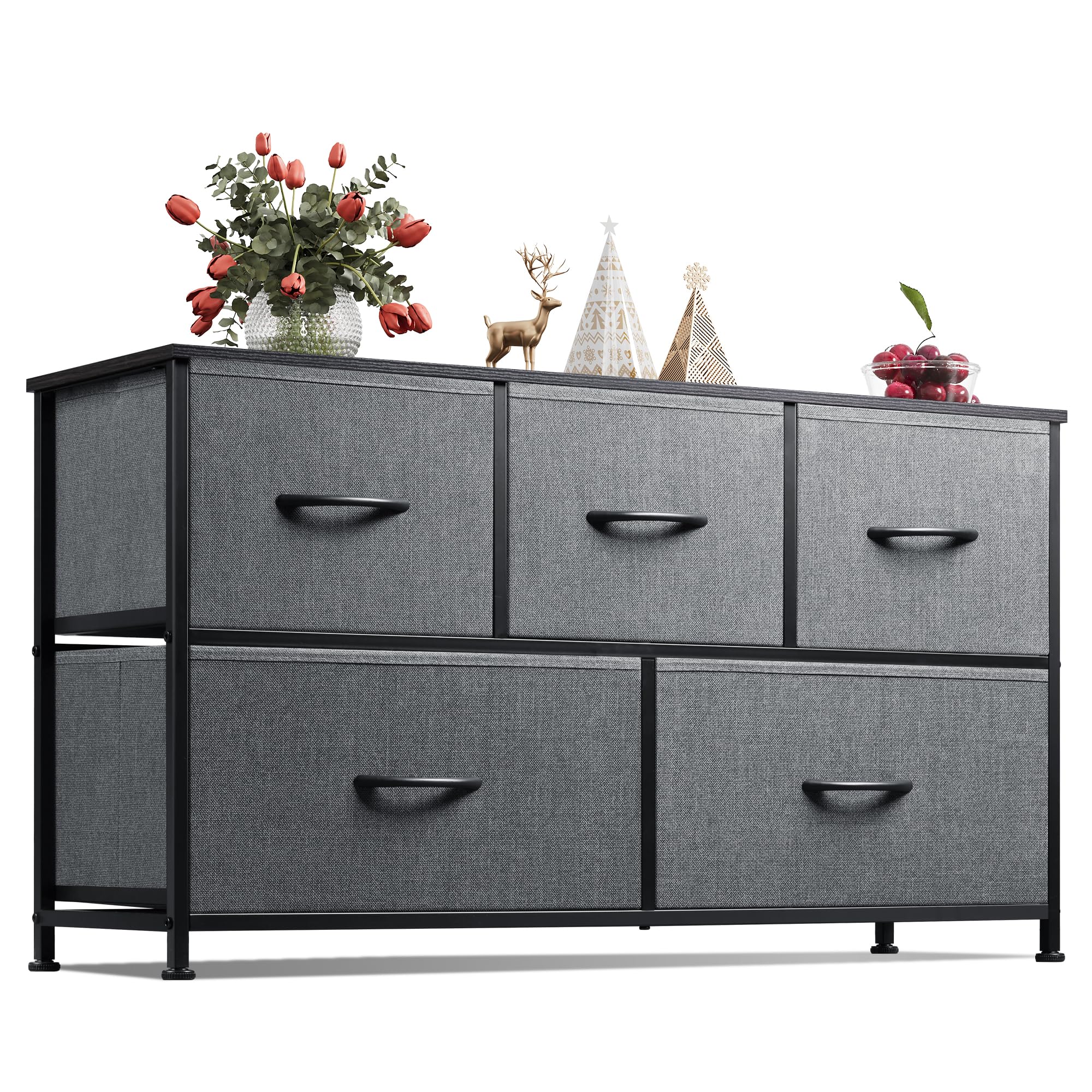 WLIVE dresser with five drawers shown front view for organized bedroom storage