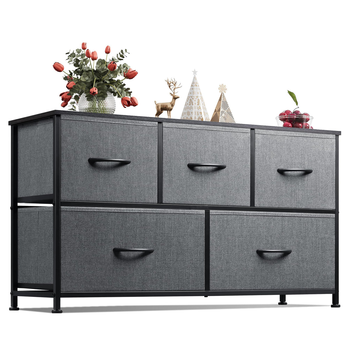 WLIVE dresser with five drawers shown front view for organized bedroom storage