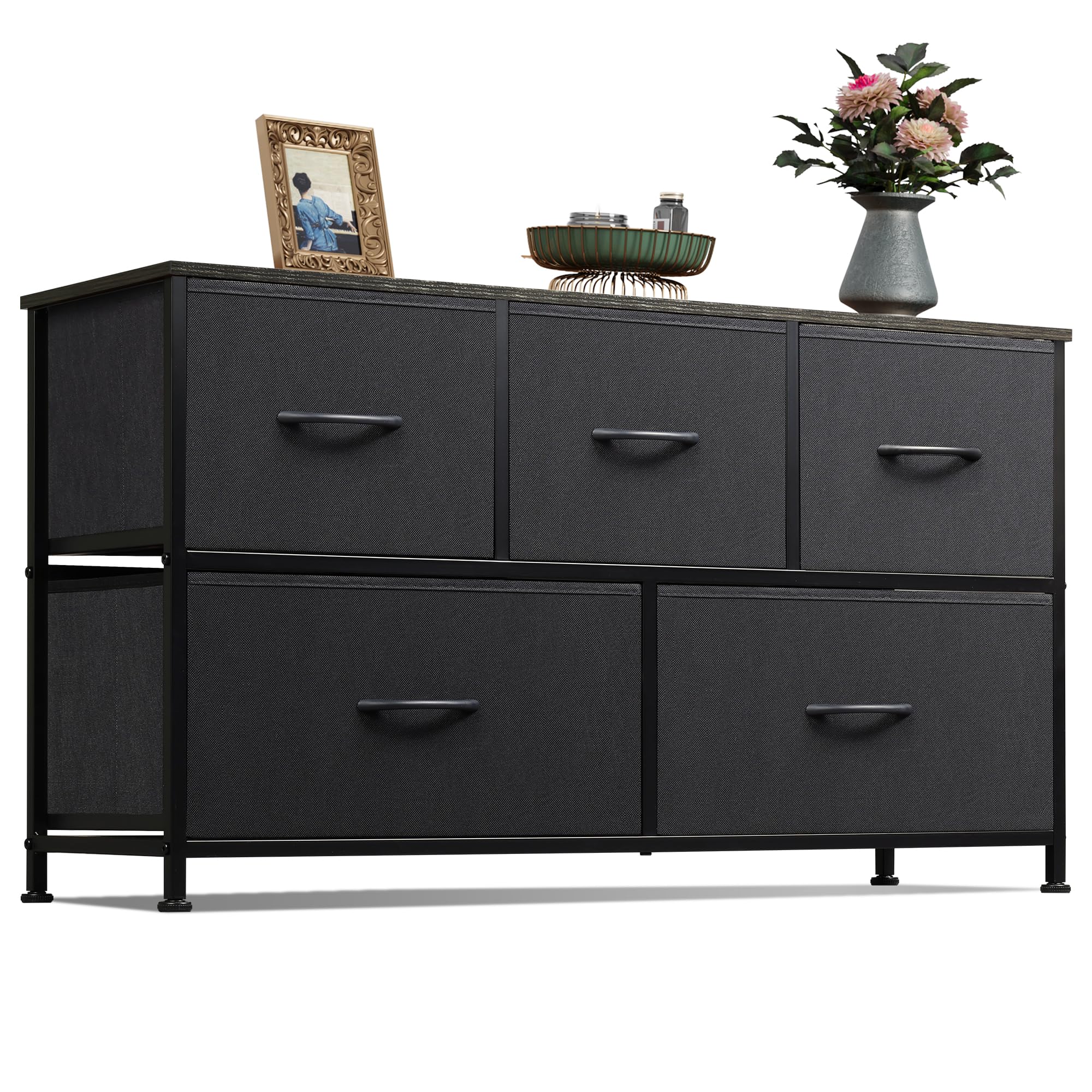 WLIVE dresser with five drawers shown in a full view for organized bedroom storage.