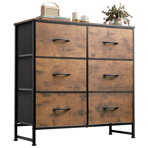 WLIVE dresser with six drawers and a metal frame for sturdy storage
