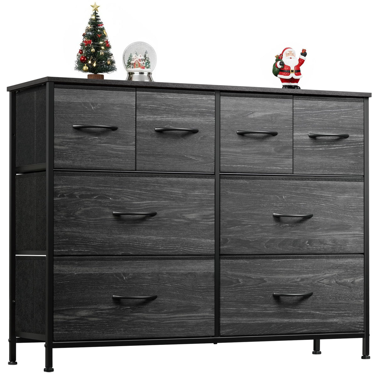 WLIVE dresser with eight charcoal drawers for ample storage
