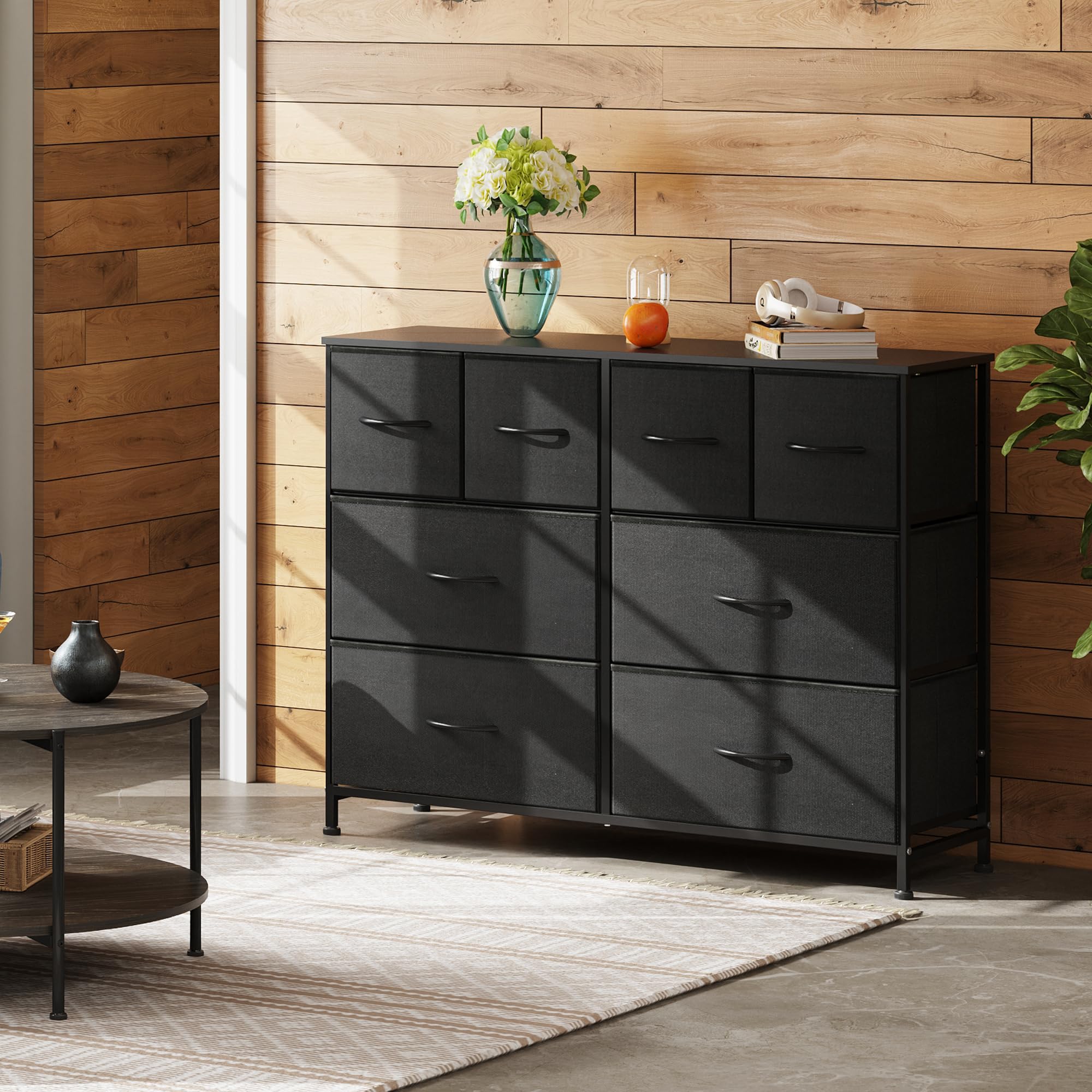 WLIVE dresser side view highlighting durable steel frame.