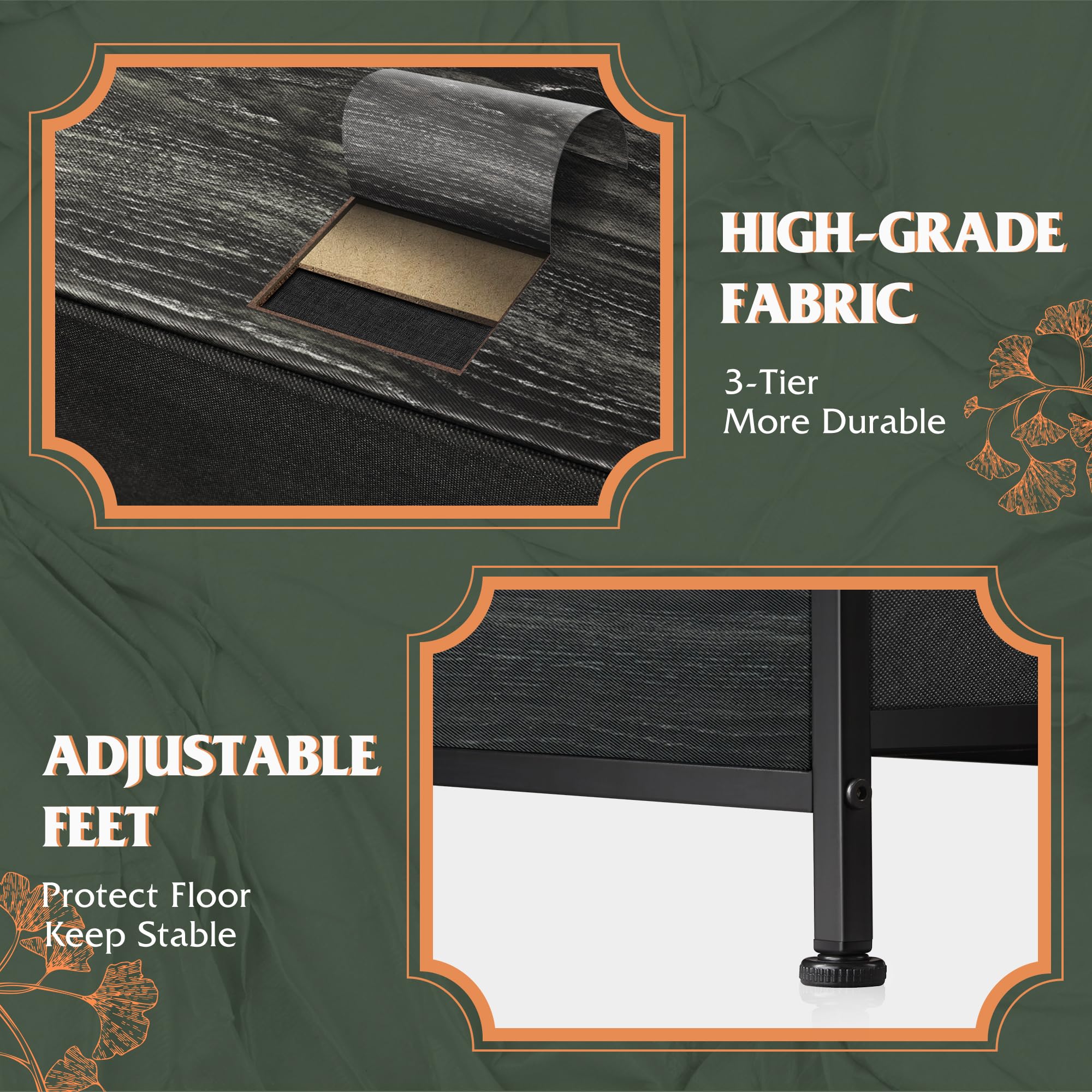 WLIVE dresser adjustable feet protect floors on uneven surfaces