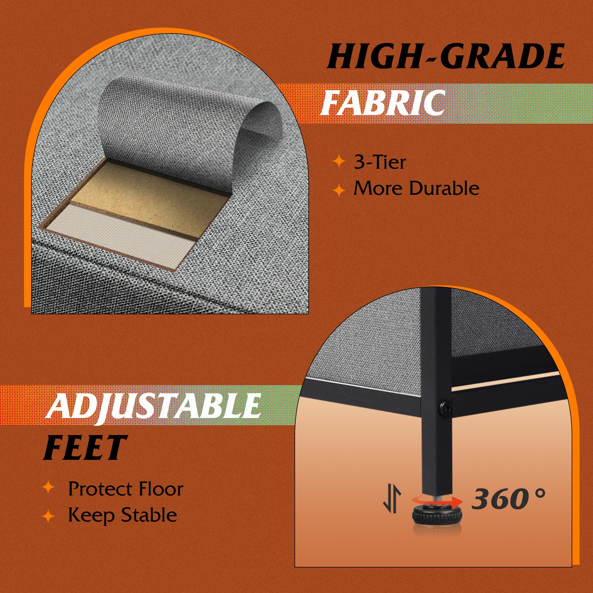 WLIVE dresser adjustable feet protect floors during setup