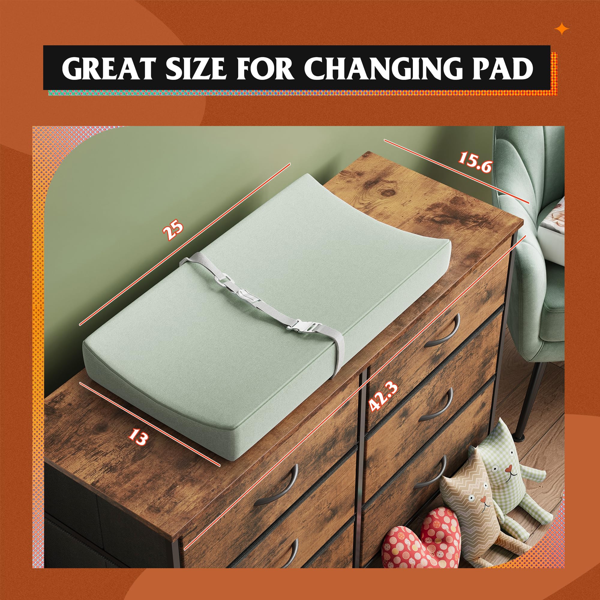 WLIVE dresser with five adjustable feet protects floors
