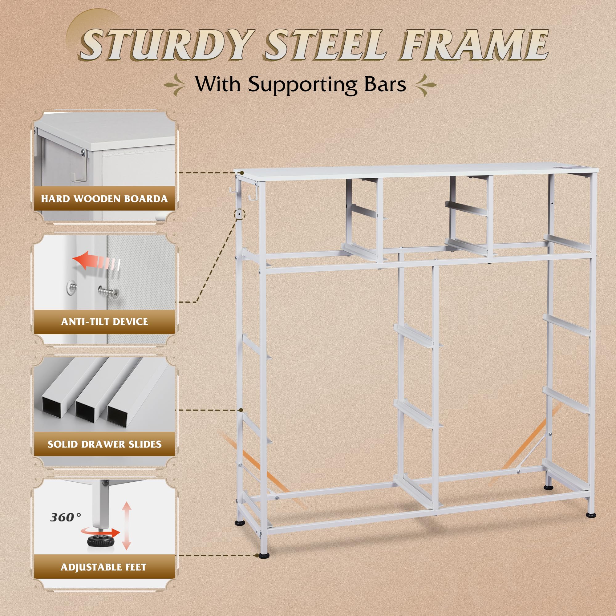 WLIVE dresser placed in a bedroom corner, showcasing compact, versatile placement.