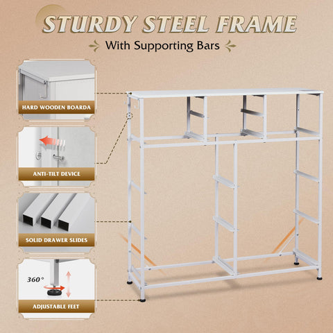 WLIVE dresser placed in a bedroom corner, showcasing compact, versatile placement.
