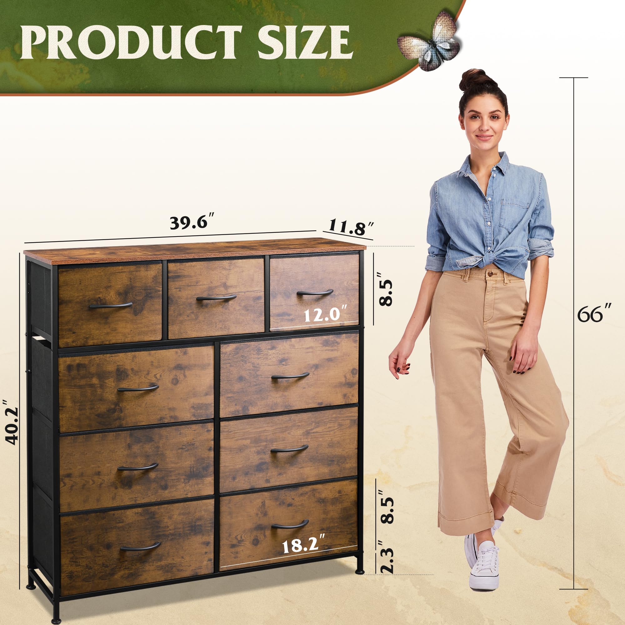 WLIVE 9-drawer dresser ideal for bedrooms, hallways, and entryways.