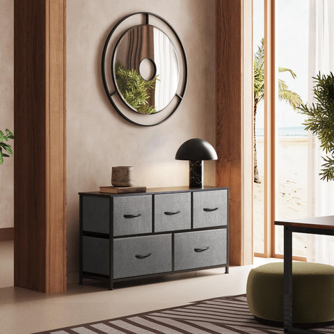WLIVE dresser in a compact bedroom creating a clutter-free space