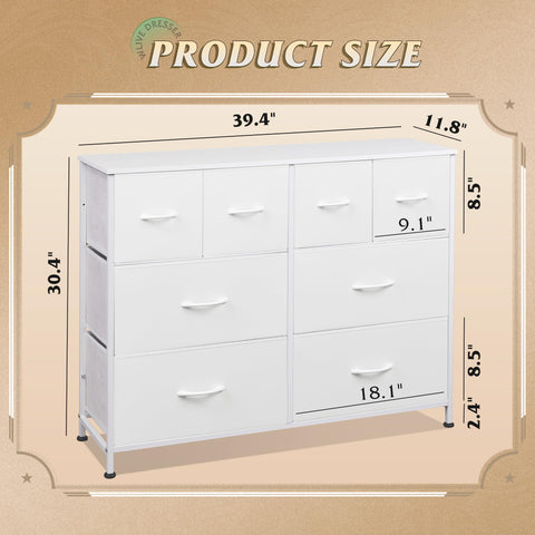 WLIVE dresser dimensions 39.4l x 11.8w x 30.4h for placement planning.