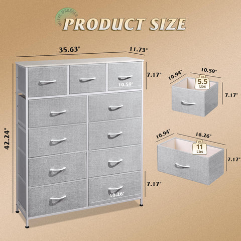 WLIVE dresser with drawer organization and setup guidance