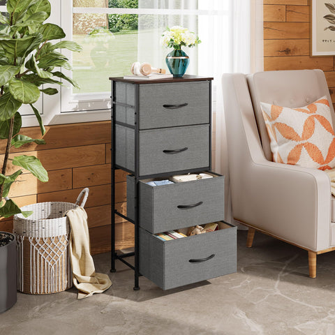 Close-up of easy-pull handle on WLIVE four-drawer dresser supports simple access