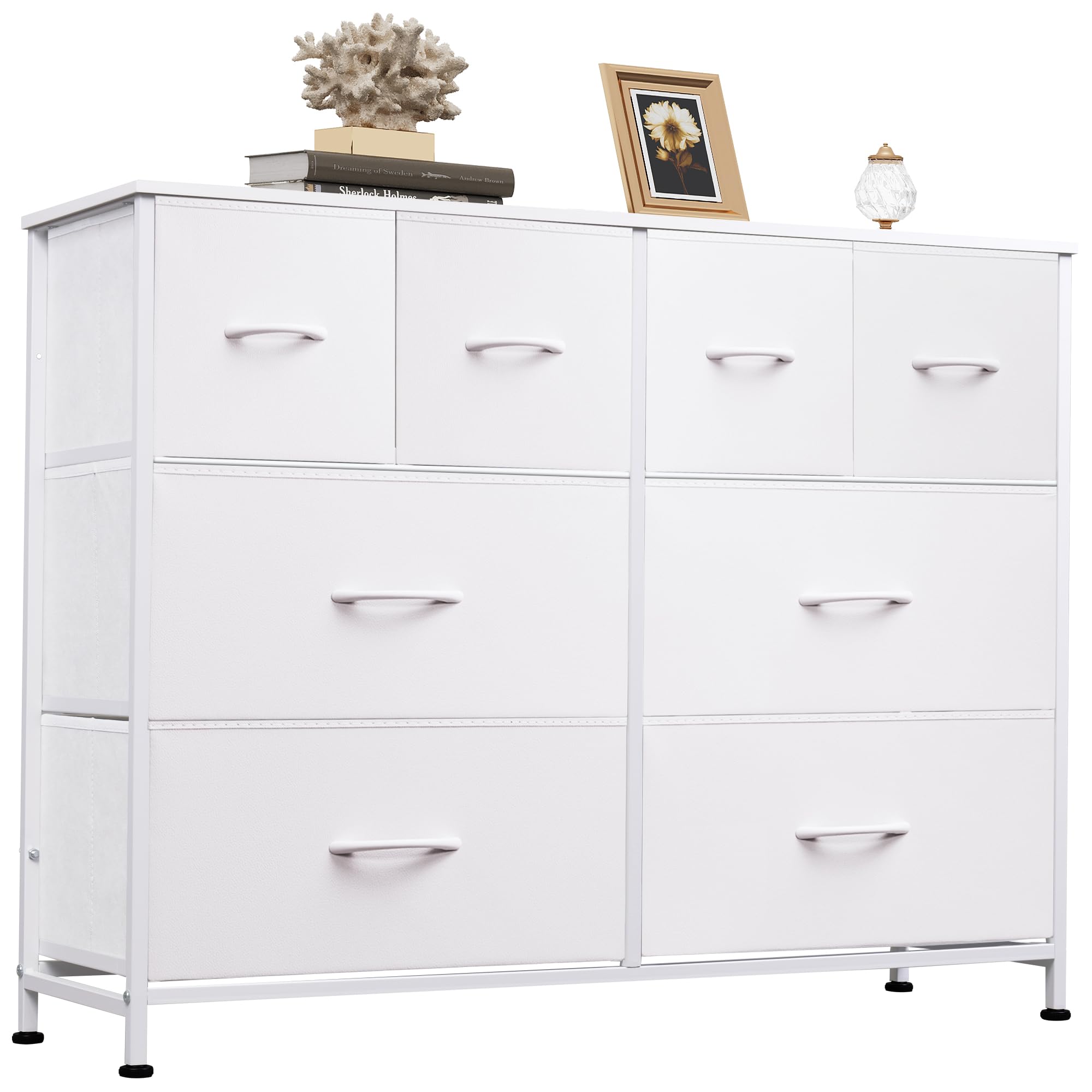 WLIVE dresser with eight drawers, front view, for organized bedroom storage.