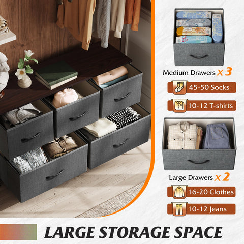 WLIVE dresser fabric bin close-up highlights easy-to-clean storage