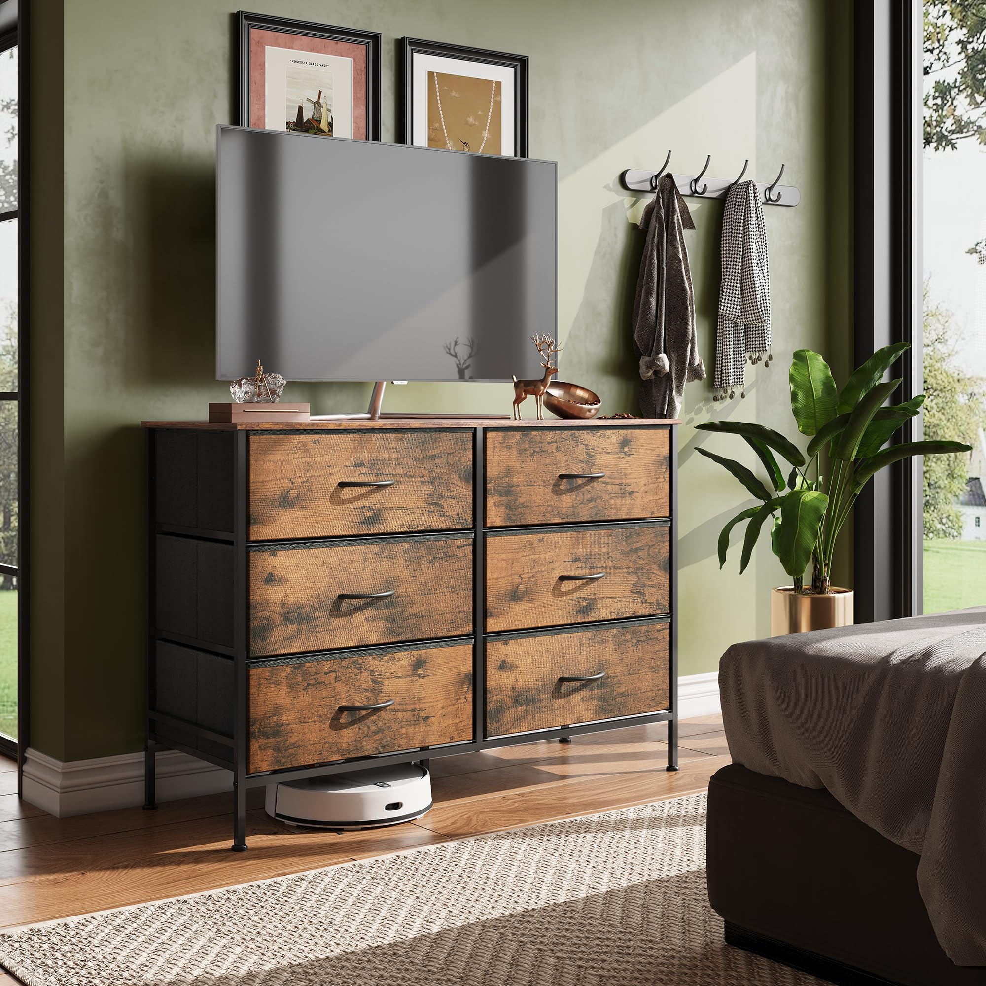 Close-up of WLIVE fabric drawers showing breathable, durable fabric