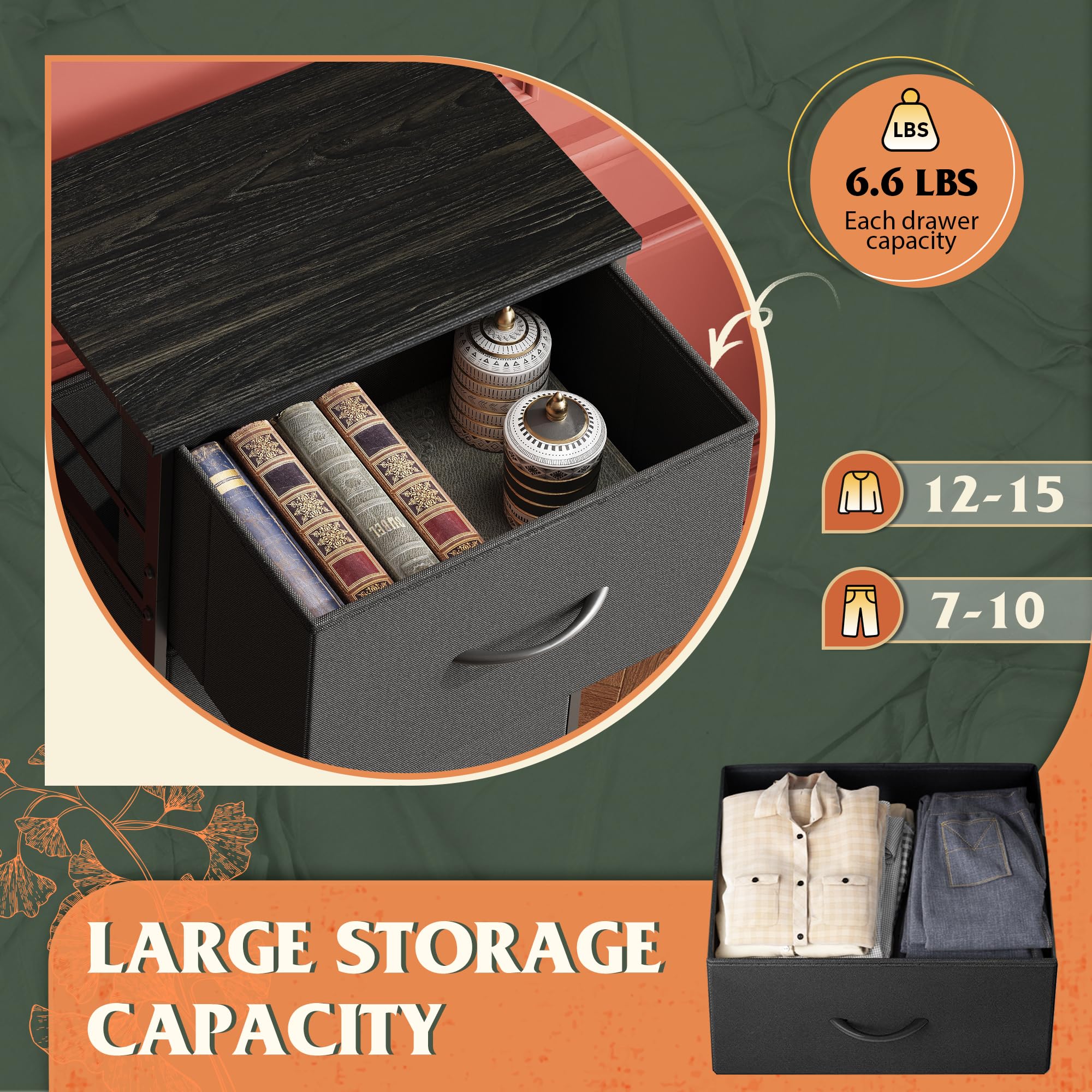 WLIVE Dresser fabric drawers offer lightweight storage and easy cleaning