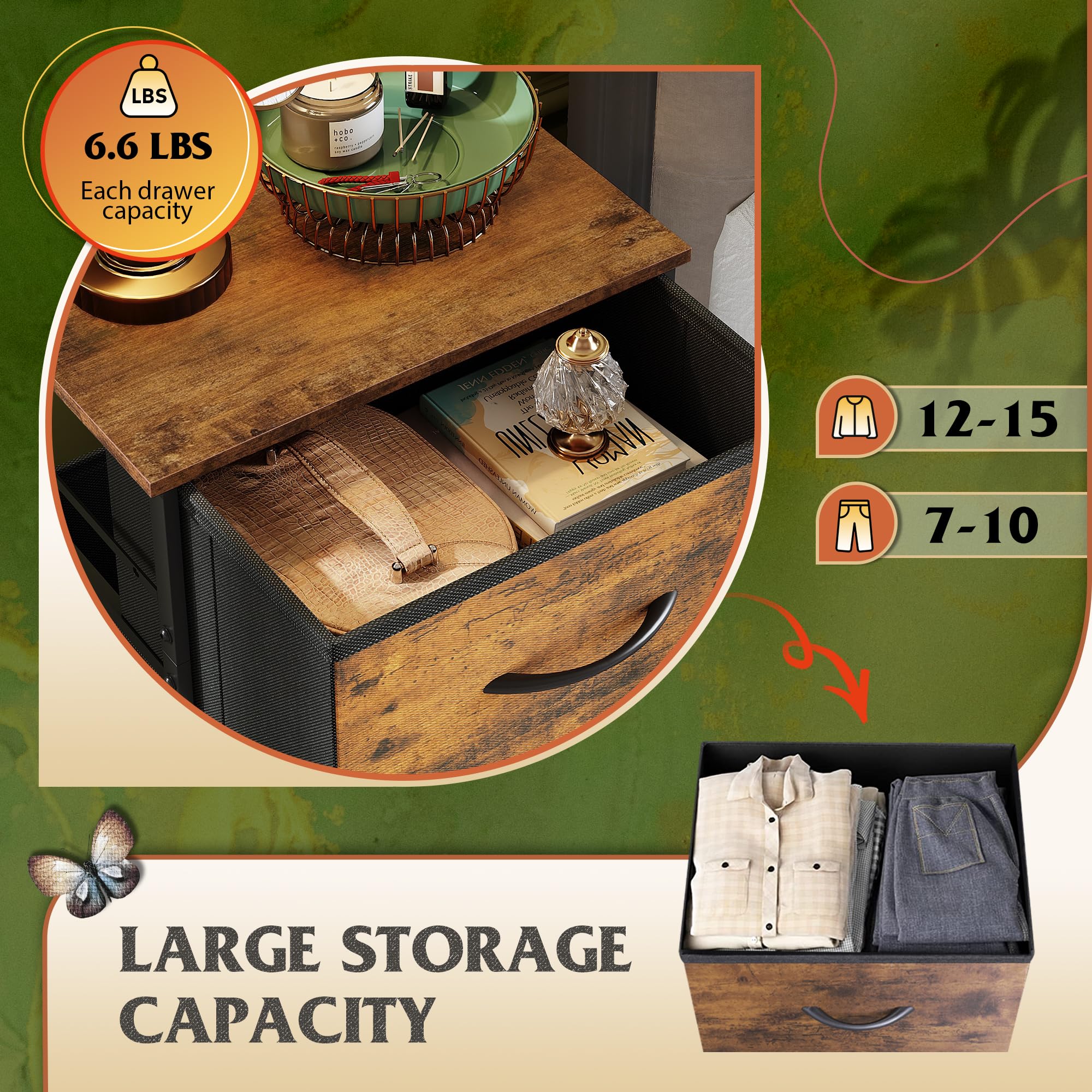 Removable foldable drawers simplify reorganization and seasonal changes.