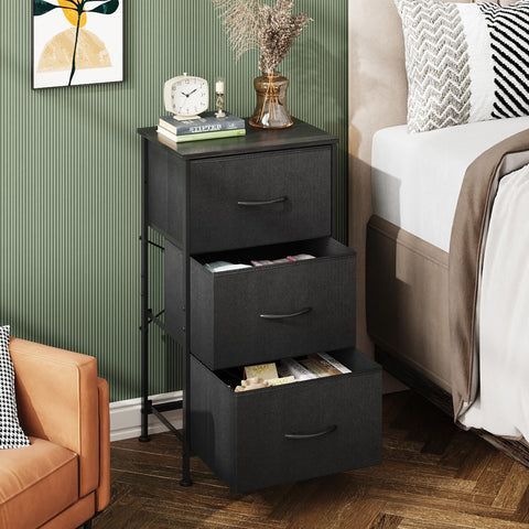 WLIVE dresser side view shows sturdy steel frame and wood top