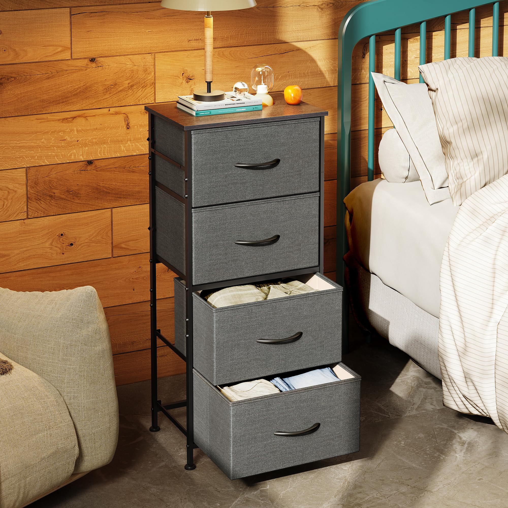 WLIVE dresser with steel frame and wood top provides sturdy everyday storage