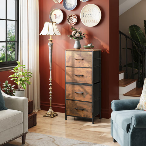 Sturdy steel frame supports fabric drawers for durable daily use.